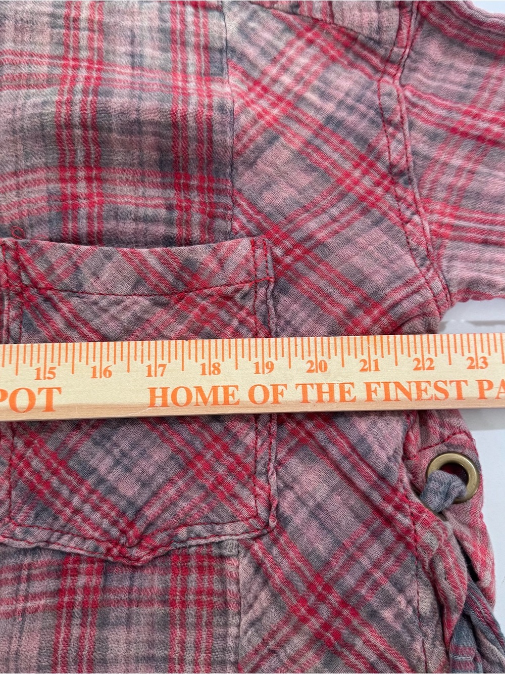 Free People M Pink Red Flannel Plaid Tunic Top Boho Hippie Long Sleeve Shirt - Picture 11 of 12